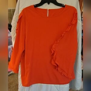 Red Blouse Ruffled Long Sleeve 2XL